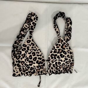 SHEIN Swim triangle style cheetah print bikini top